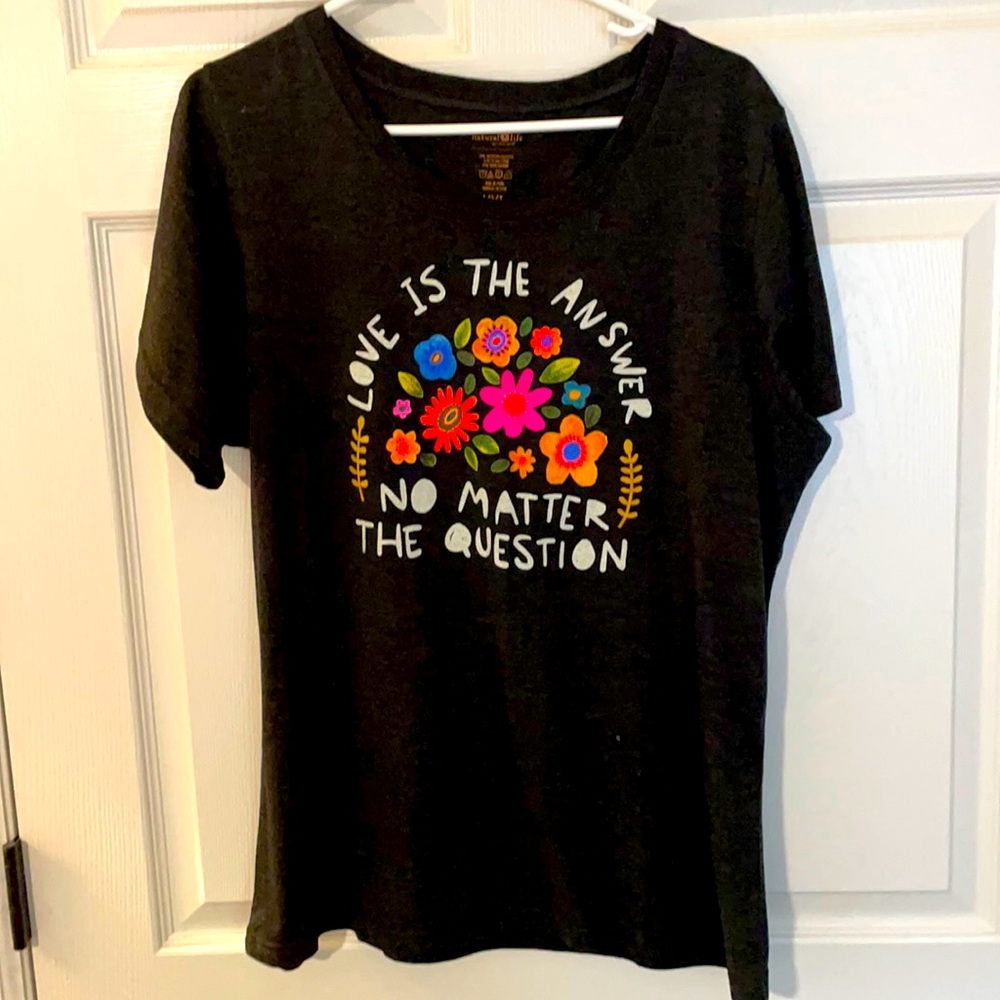 NATURAL LIFE Boho Tee, size XXL, black. New without tags.